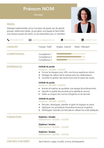 exemple cv manager
