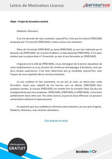 lettre de motivation licence parcoursup