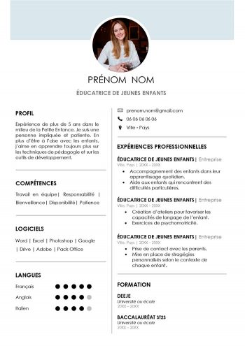 cv petite enfance modele