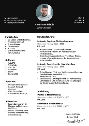 exemple de cv allemand