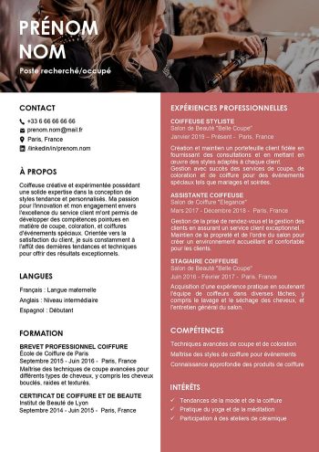 modèle de cv coiffure