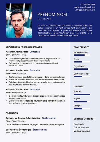 modèle cv pour interim