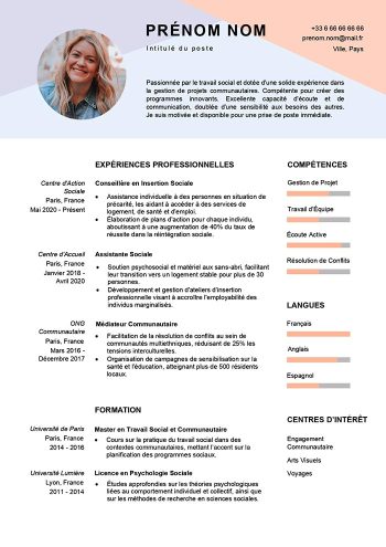 modèle cv social