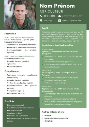 exemple cv agriculture
