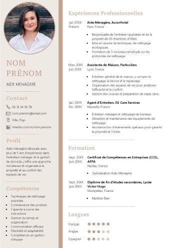 exemple cv aide menagere