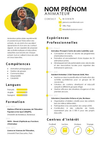exemple cv animateur