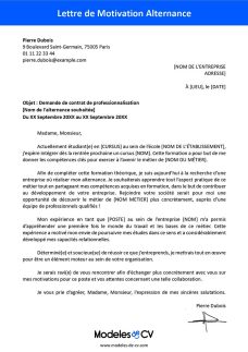 exemple lettre de motivation alternance