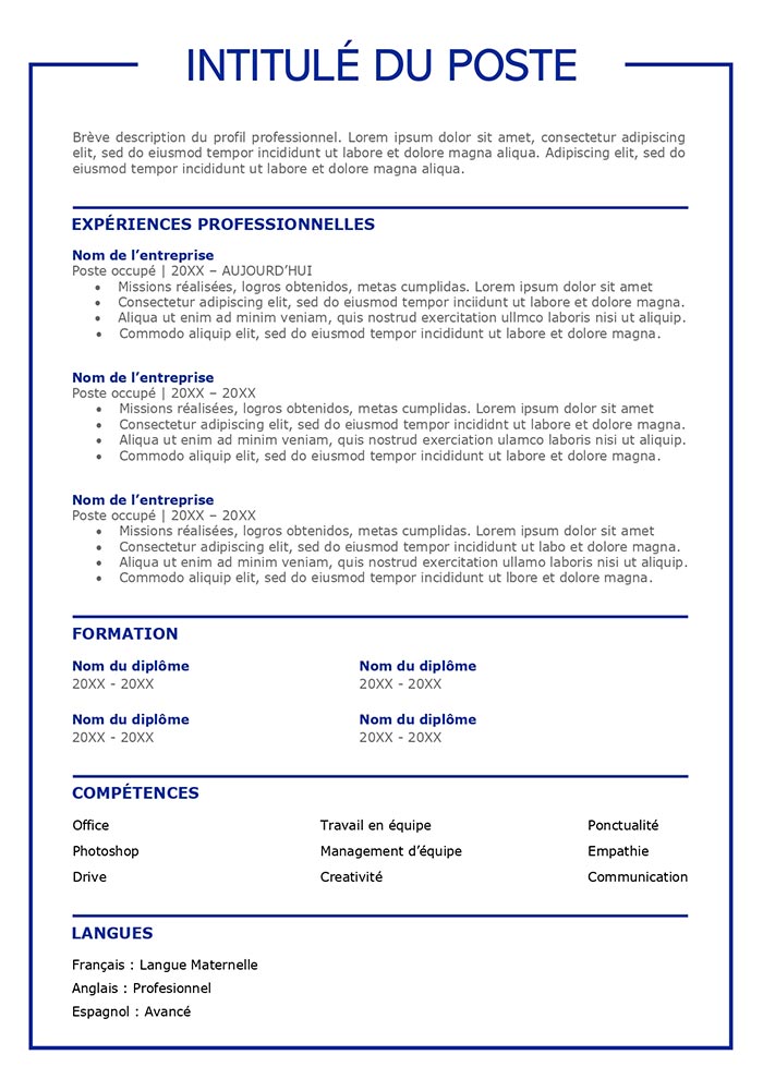 cv anonyme exemple