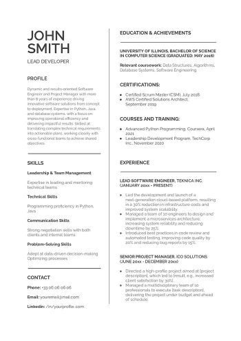 modele cv google docs en anglais