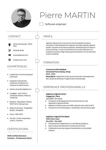 modele cv google docs ingenieur informatique