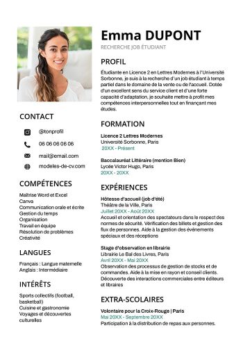 modele cv google docs job etudiant