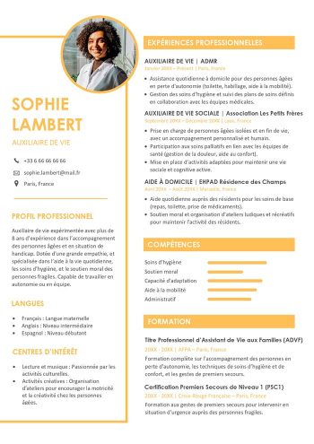 modèle cv auxiliaire de vie