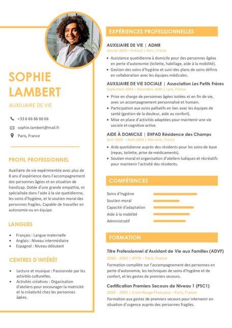 modèle cv auxiliaire de vie