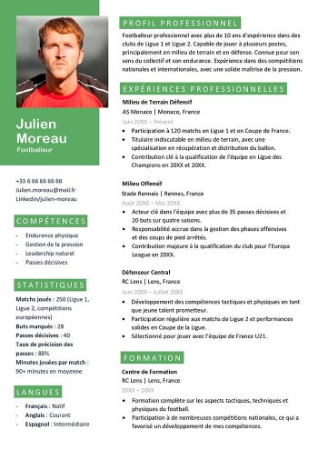 modèle cv footballeur