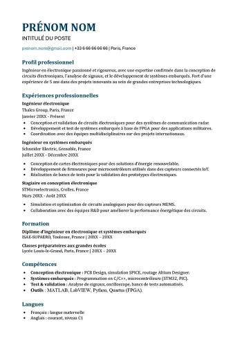 template cv ats word gratuit