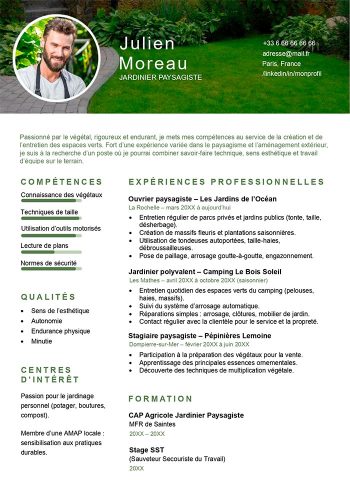 modele cv jardinier paysagiste