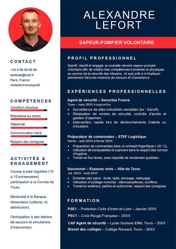 modele cv pompier