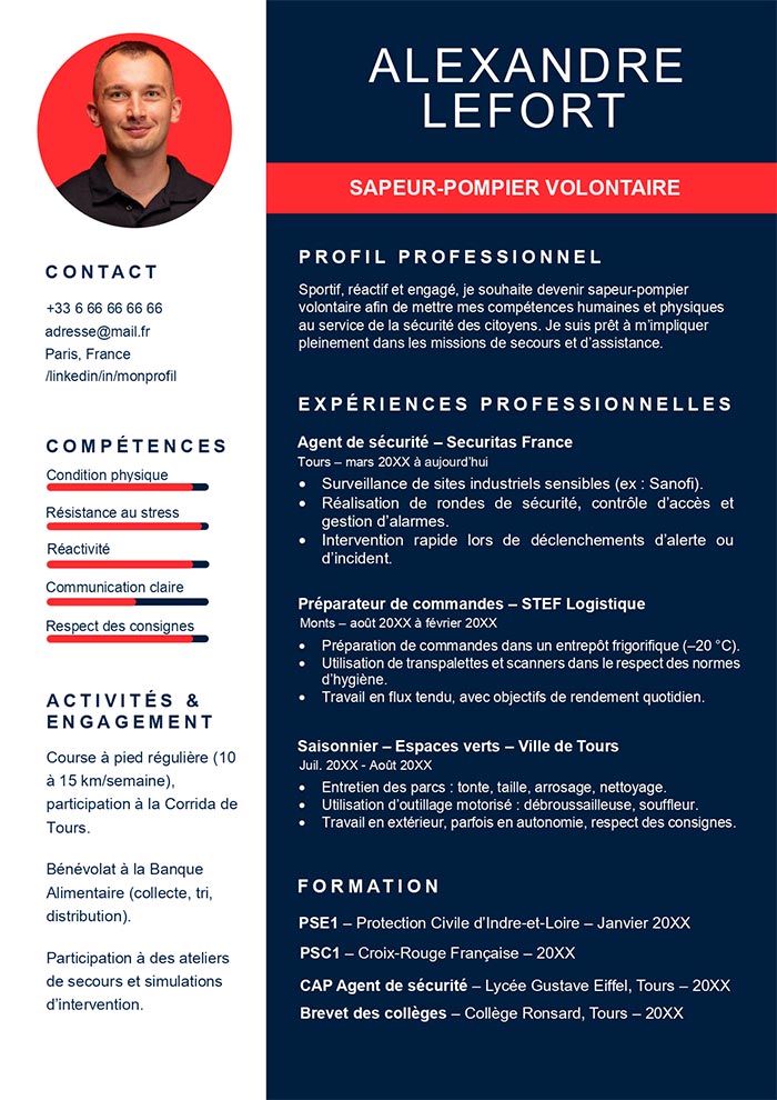 modele cv pompier