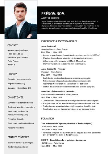 modele cv agent de securite