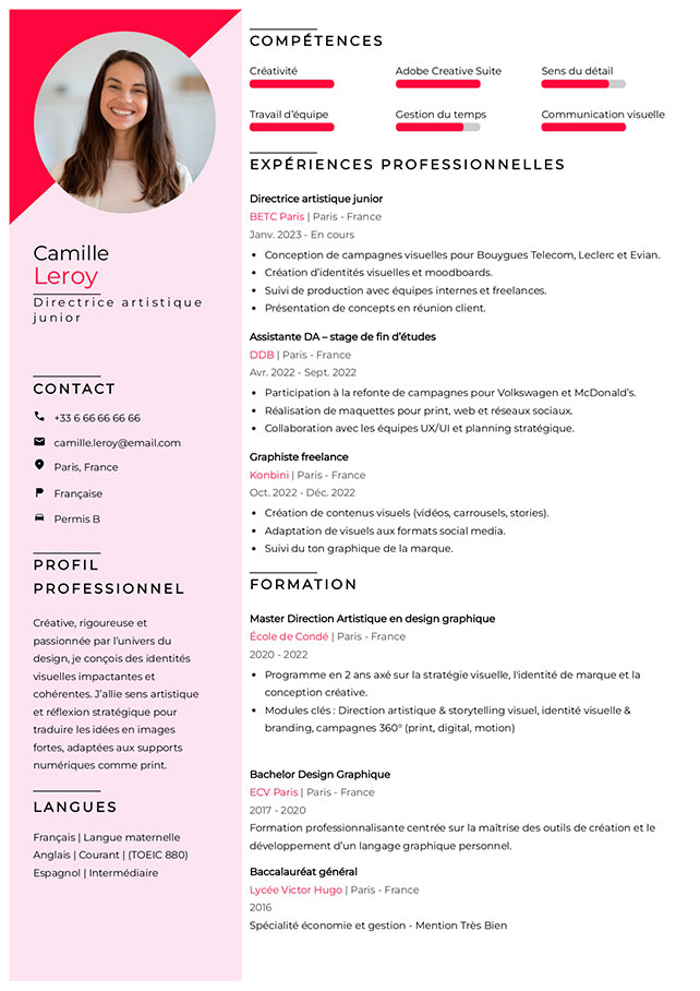 modèle cv créatif