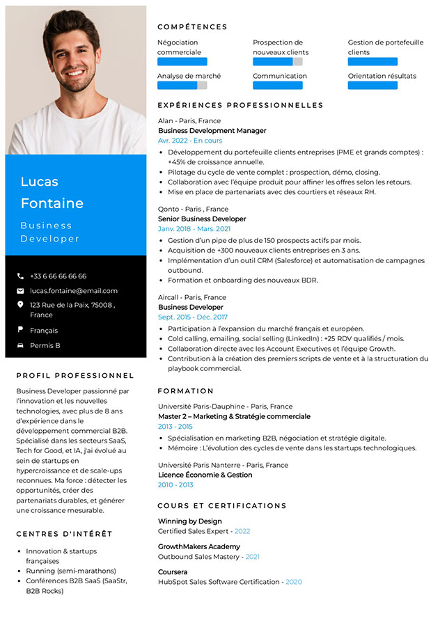 modèle cv dynamique