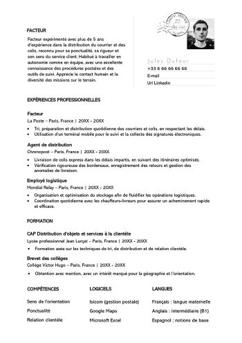 modele cv facteur