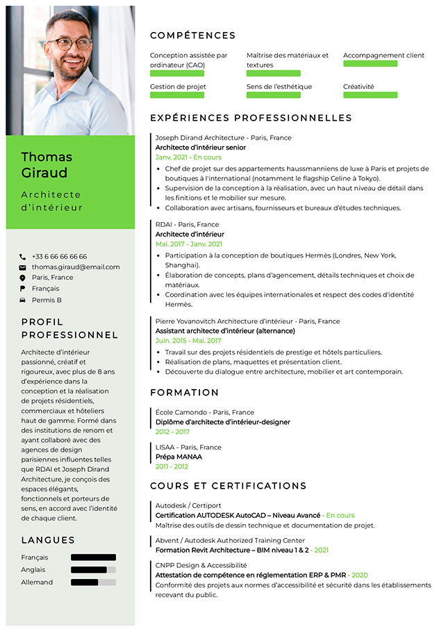 modèle cv professionnel original
