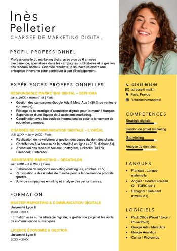 modèle de cv pour candidature spontanée original