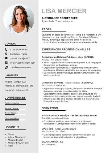 modèle de cv alternance gratuit