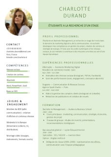 cv pour stage gratuit à télécharger