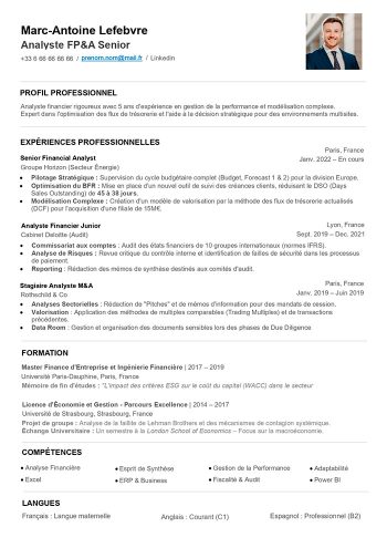 modèle cv type finance word gratuit à télécharger