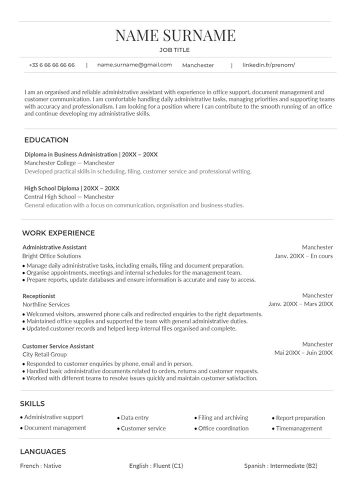 modele cv ats en anglais