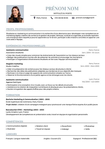 modele cv ats etudiant