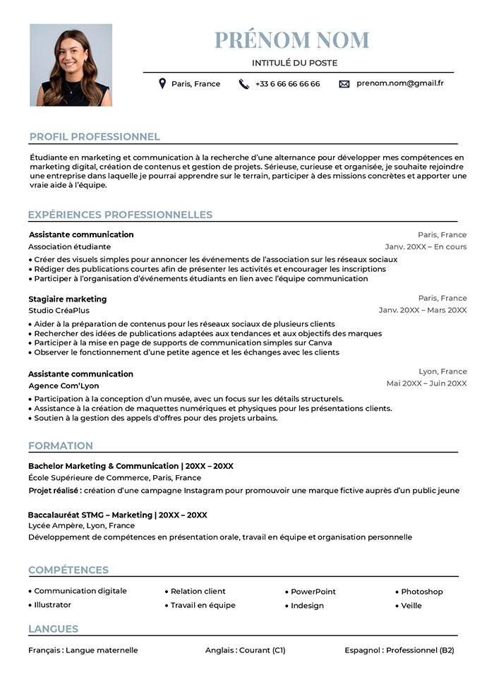 modele cv ats etudiant