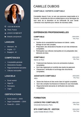 exemple de CV comptable gratuit à télécharger