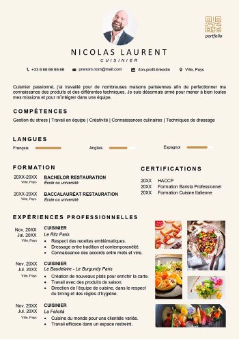 exemple de cv cuisinier gratuit à télécharger
