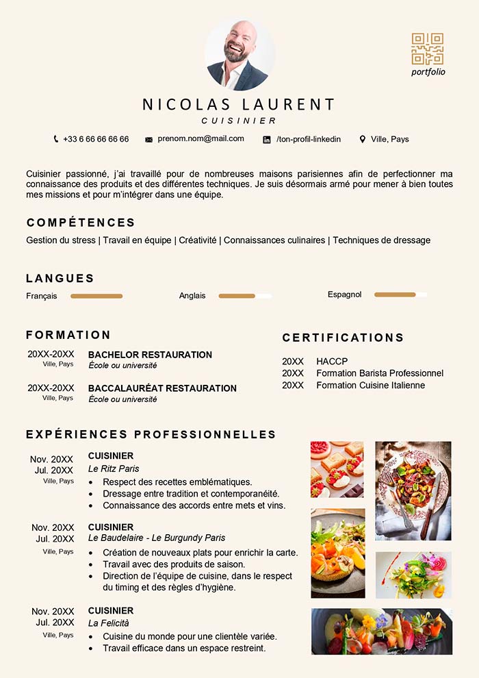 modèle de cv cuisinier gratuit à télécharger