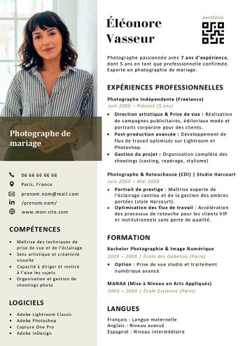 exemple de cv photographe professionnel gratuit à télécharger