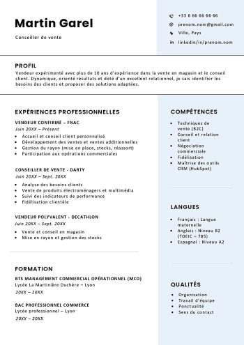 modèle de cv sans photo gratuit à télécharger