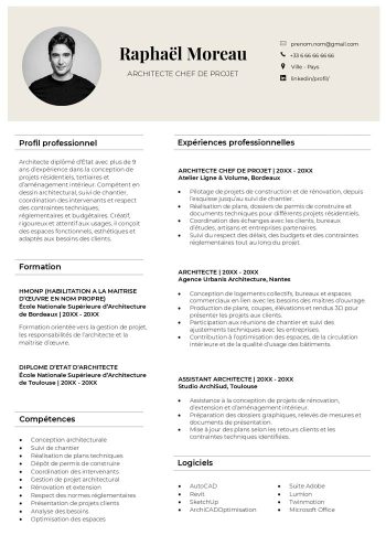 modèle de cv architecte gratuit à télécharger