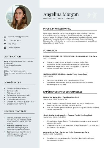modèle de cv babysitter gratuit à télécharger