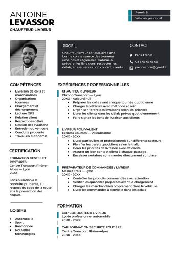 exemple de cv chauffeur livreur gratuit à télécharger