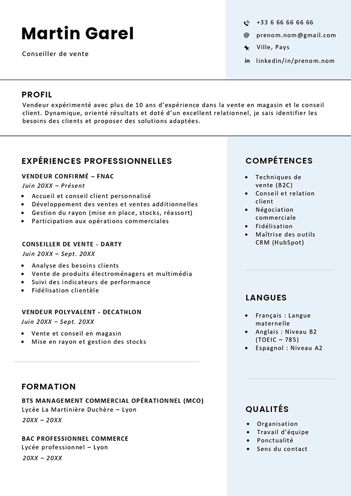 modèle de cv hybride à télécharger gratuitement