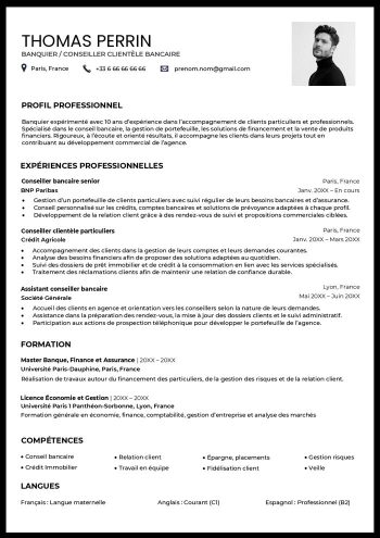design de cv simple noir et blanc gratuit à télécharger