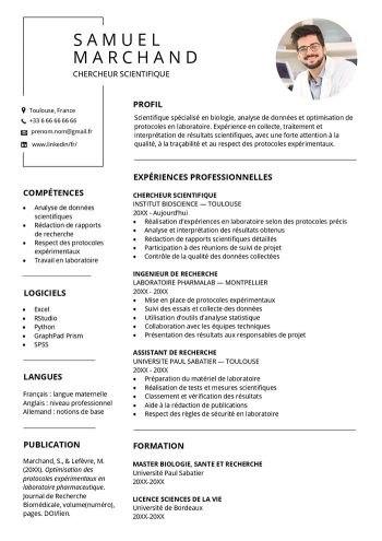 cv scientifique modèle word gratuit à télécharger