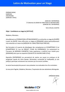 exemple lettre de motivation stage