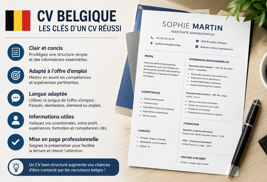 conseils pour faire un CV en Belgique avec exemple de CV belge