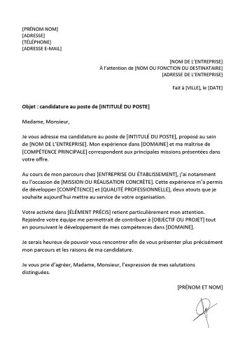 modèle de lettre formelle