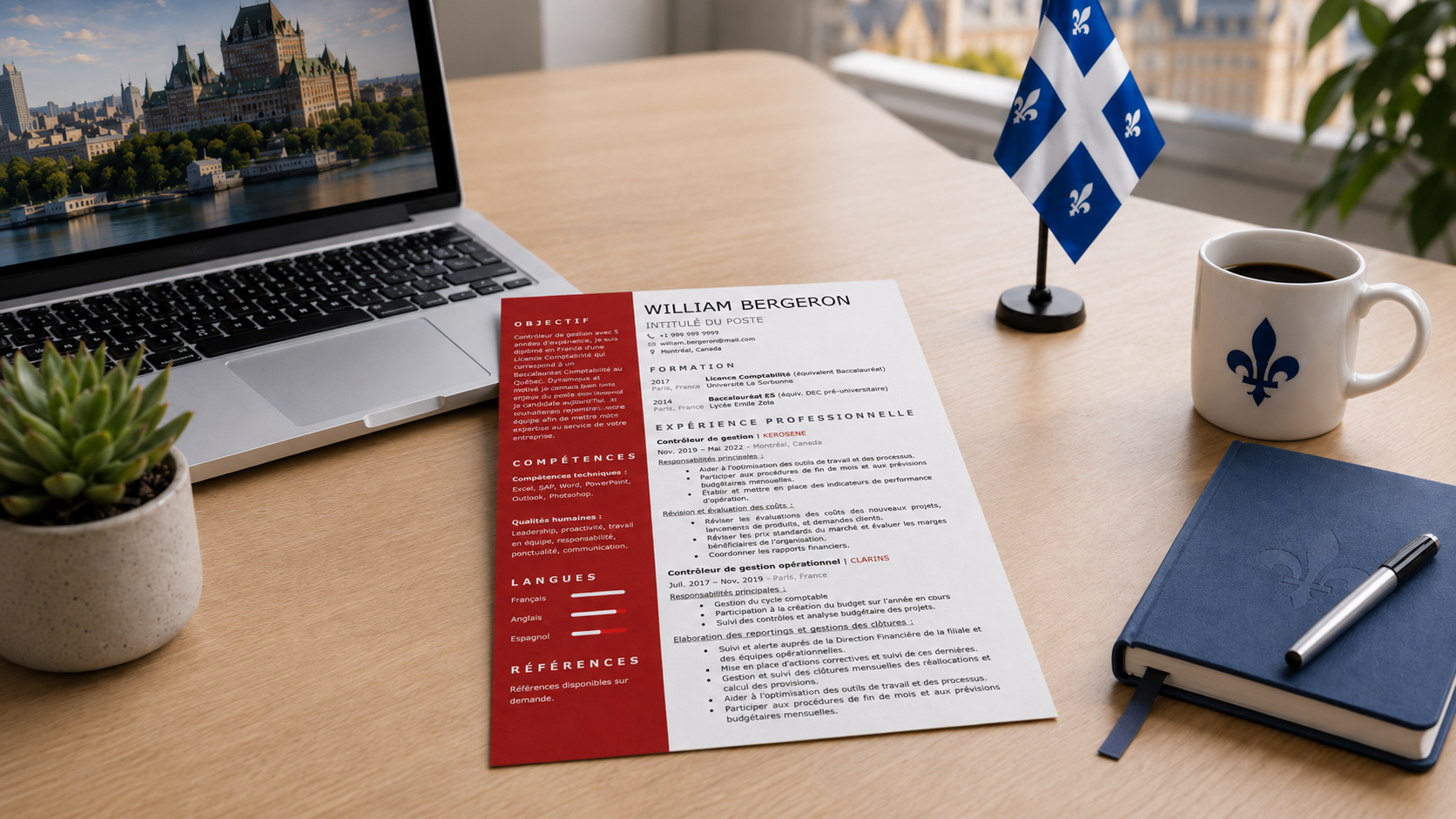 modèle de CV québécois au format Québec
