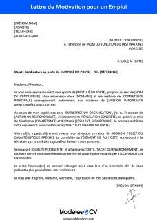 modele de lettre de motivation pour un emploi
